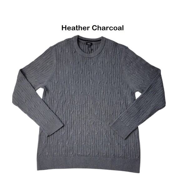 Express Men's 100% Cotton Crew Neck Warm Cable Knit Sweater Grey Size Small - Picture 1 of 4
